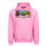 Fuchsia Pink Peace Love Leaping Brook Trout Urban Hoodie - LillyAllenDesigns