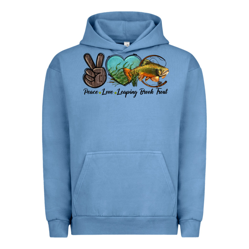 Peace Love Leaping Brook Trout Urban Hoodie by LillyAllenDesigns | Teevron