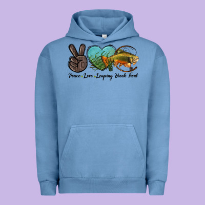 Peace Love Leaping Brook Trout Urban Hoodie Designed By Lillyallendesigns
