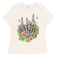 Bone skeleton flowers Ladies Tee - MaliasSmallBusiness