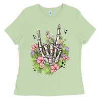 Matcha skeleton flowers Ladies Tee - MaliasSmallBusiness