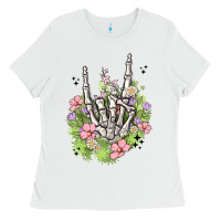 White skeleton flowers Ladies Tee - MaliasSmallBusiness