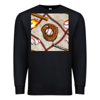 Black baseball glove and bat seamless pattern Premium Sweatshirt - BundleAndBundleShop
