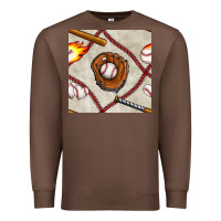 Chestnut baseball glove and bat seamless pattern Premium Sweatshirt - BundleAndBundleShop