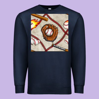 Baseball Glove And Bat Seamless Pattern Premium Sweatshirt Designed By Bundleandbundleshop