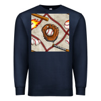 Navy baseball glove and bat seamless pattern Premium Sweatshirt - BundleAndBundleShop