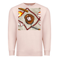 Pale Pink baseball glove and bat seamless pattern Premium Sweatshirt - BundleAndBundleShop