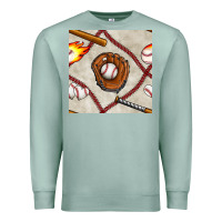 Seafoam baseball glove and bat seamless pattern Premium Sweatshirt - BundleAndBundleShop