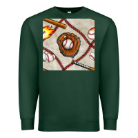Sports Green baseball glove and bat seamless pattern Premium Sweatshirt - BundleAndBundleShop