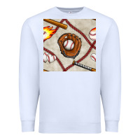 White baseball glove and bat seamless pattern Premium Sweatshirt - BundleAndBundleShop