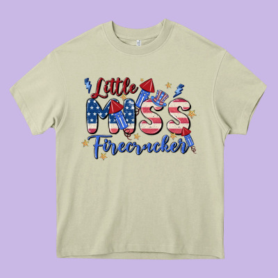 Little Miss Firecracker Heavy Core Tee Designed By Maliassmallbusiness