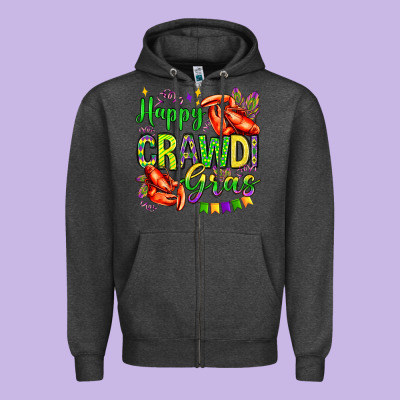 Happy Crawdi Gras Olivia Zipper Hoodie Designed By Oliviacreatesart
