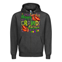 Charcoal Heather happy crawdi gras olivia Zipper Hoodie - OliviaCreatesArt