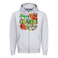 Heather Grey happy crawdi gras olivia Zipper Hoodie - OliviaCreatesArt