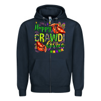 Navy happy crawdi gras olivia Zipper Hoodie - OliviaCreatesArt