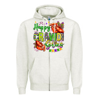 Oatmeal Heather happy crawdi gras olivia Zipper Hoodie - OliviaCreatesArt