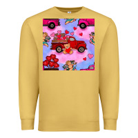 Antique Gold valentines day truck and cupid in the sky seamless pattern Premium Sweatshirt - BundleAndBundleShop