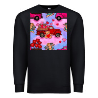 Black valentines day truck and cupid in the sky seamless pattern Premium Sweatshirt - BundleAndBundleShop