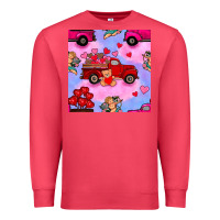 Cardinal valentines day truck and cupid in the sky seamless pattern Premium Sweatshirt - BundleAndBundleShop
