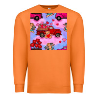Carrot valentines day truck and cupid in the sky seamless pattern Premium Sweatshirt - BundleAndBundleShop