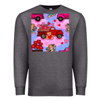 Charcoal Heather valentines day truck and cupid in the sky seamless pattern Premium Sweatshirt - BundleAndBundleShop
