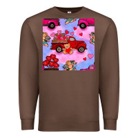 Chestnut valentines day truck and cupid in the sky seamless pattern Premium Sweatshirt - BundleAndBundleShop