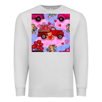 Dove Grey valentines day truck and cupid in the sky seamless pattern Premium Sweatshirt - BundleAndBundleShop