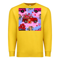 Lemon valentines day truck and cupid in the sky seamless pattern Premium Sweatshirt - BundleAndBundleShop