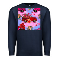 Navy valentines day truck and cupid in the sky seamless pattern Premium Sweatshirt - BundleAndBundleShop