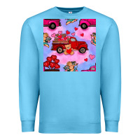 Ocean Blue valentines day truck and cupid in the sky seamless pattern Premium Sweatshirt - BundleAndBundleShop