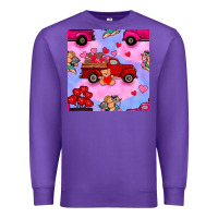 Purple valentines day truck and cupid in the sky seamless pattern Premium Sweatshirt - BundleAndBundleShop