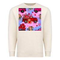 Sandshell valentines day truck and cupid in the sky seamless pattern Premium Sweatshirt - BundleAndBundleShop