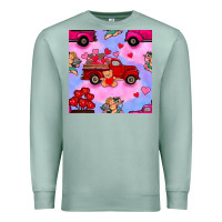 Seafoam valentines day truck and cupid in the sky seamless pattern Premium Sweatshirt - BundleAndBundleShop