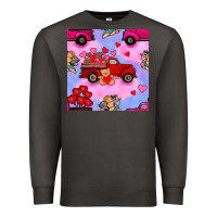Smoke valentines day truck and cupid in the sky seamless pattern Premium Sweatshirt - BundleAndBundleShop