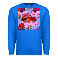True Royal valentines day truck and cupid in the sky seamless pattern Premium Sweatshirt - BundleAndBundleShop