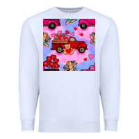 White valentines day truck and cupid in the sky seamless pattern Premium Sweatshirt - BundleAndBundleShop