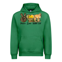 Emerald Peace Love Wild cat Urban Hoodie - LillyAllenDesigns