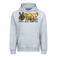 Heather Grey Peace Love Wild cat Urban Hoodie - LillyAllenDesigns