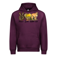 Mauve Wine Peace Love Wild cat Urban Hoodie - LillyAllenDesigns