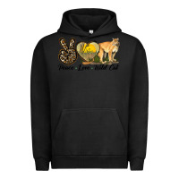 Pigment Black Peace Love Wild cat Urban Hoodie - LillyAllenDesigns