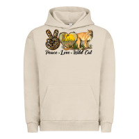 Pigment French Oak Peace Love Wild cat Urban Hoodie - LillyAllenDesigns