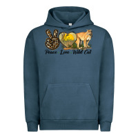 Pigment Midnight Navy Peace Love Wild cat Urban Hoodie - LillyAllenDesigns