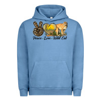 Pigment Pebble Blue Peace Love Wild cat Urban Hoodie - LillyAllenDesigns