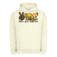 Pigment Pistachio Peace Love Wild cat Urban Hoodie - LillyAllenDesigns