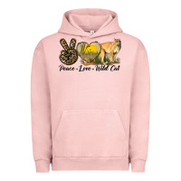 Pigment Salmon Peace Love Wild cat Urban Hoodie - LillyAllenDesigns