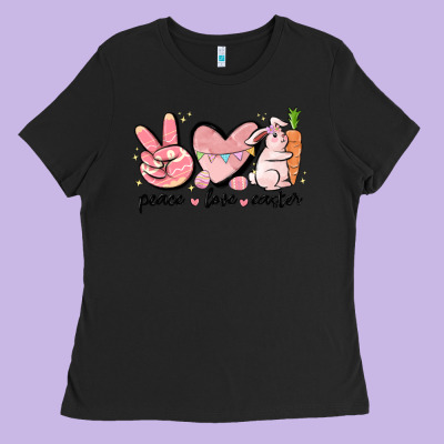 Peace Love Easter Ladies Tee Designed By Maliassmallbusiness