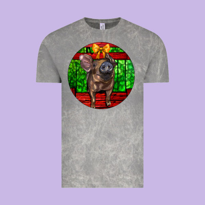 Christmas Pig Vintage Tee Designed By Lillyallendesigns