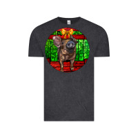 Vintage Black christmas pig Vintage Tee - LillyAllenDesigns