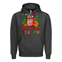 Charcoal Heather hot cocoa season Zipper Hoodie - OliviaCreatesArt