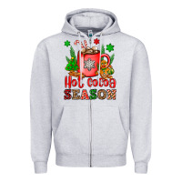 Heather Grey hot cocoa season Zipper Hoodie - OliviaCreatesArt